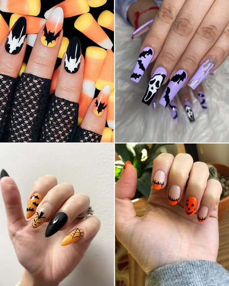 Halloween nail art bats