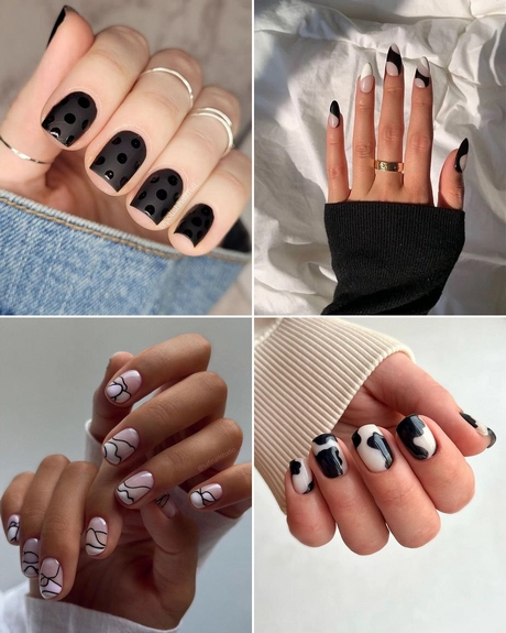 Black and white gel nail designs