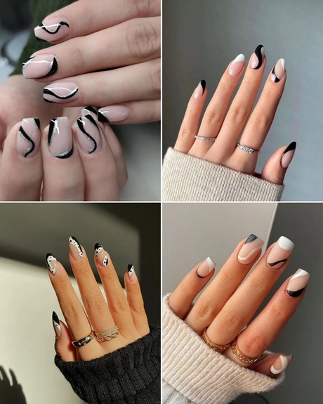 Black and white simple nail designs