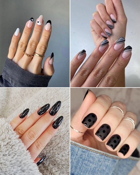 Designs on black nails