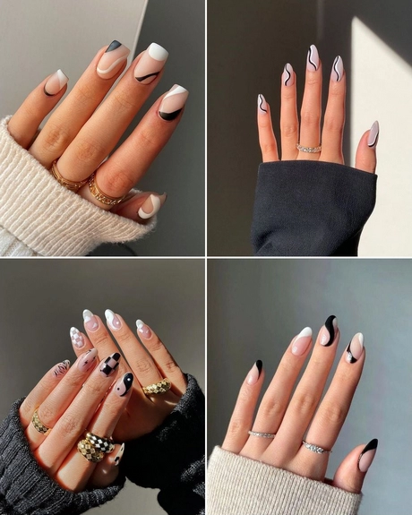 Cute black and white nails