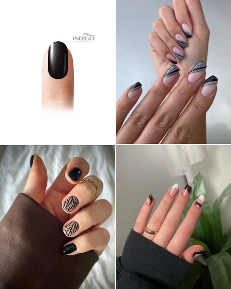 Nail art with black nail polish
