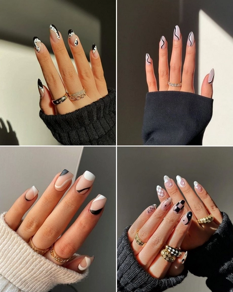 Black n white nails