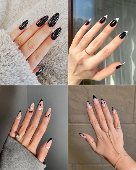 Black nails nail art