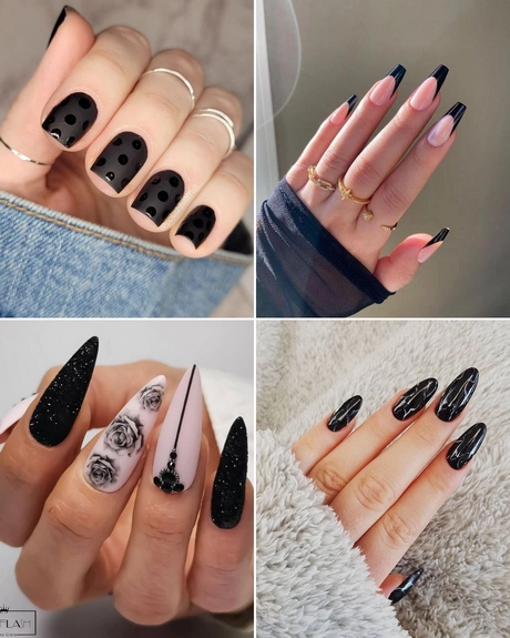 All black nail designs