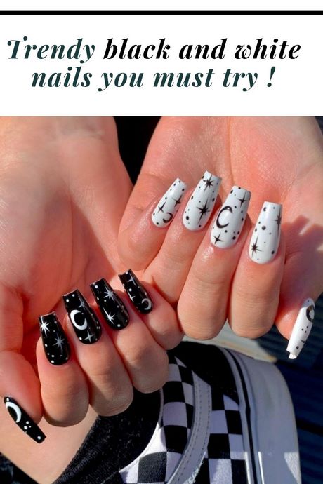 Black white nail designs
