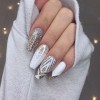 Nail white sequined