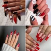 Black white and red nail designs